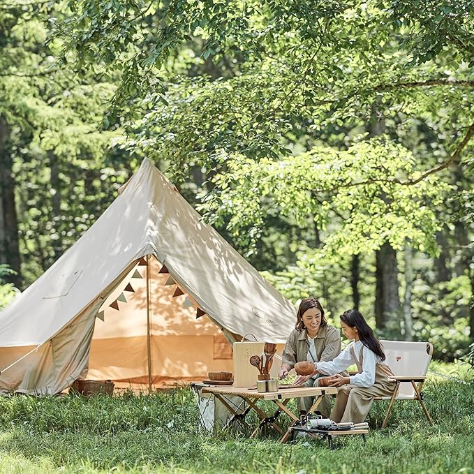 S'More Canvas Family Camping Tent - 4-5 Person, 4 Season Glamping Tent with Stove Jack and Windproof, Weather Resistant Bell