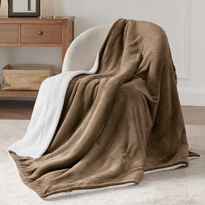 Bedsure GentleSoft Sherpa Fleece Throw Blanket for Couch - Thick and Warm, Soft Fuzzy Plush Throw Blanket for Winter, Camel, 50x60 Inches