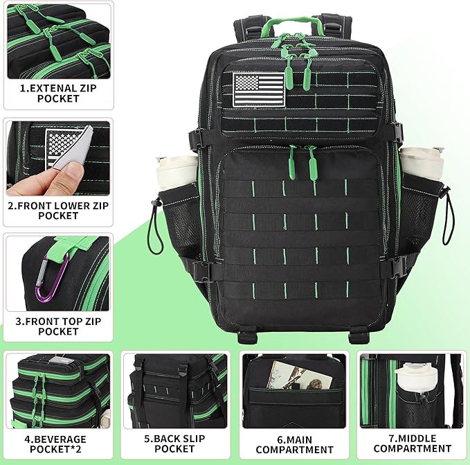 45L Military Tactical Backpacks 3 Days Assault Pack Bag Fitness Rucksack Bug Out Bag Hiking Treeking