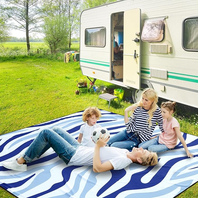 Beach Blanket, Sandproof Beach Mat, Waterproof Quick Drying Lightweight Outdoor Aztec Picnic Mat 79" X 83"/120"x108" for 2-8 Adults for Travel, Camping, Hiking