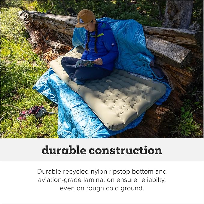 Big Agnes Campmeister Deluxe - Insulated Sleeping Pad, Ultralight Inflatable Mat For Camping, All Season Compact Backpacking And Hiking, 25x78 Wide Long