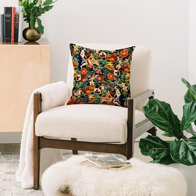 Society6 Throw Pillows with Pillow Insert - Home Decor by Burcu Korkmazyurek - Decorative Accent Pillows for Couch or Bed, 16” x 16”, Hera and Zeus Garden