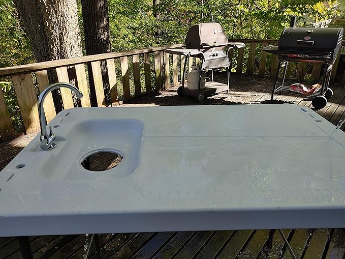 Old Cedar Outfitters Premium, Extra-Large Fish and Game Cleaning Table with Sink and Folding Legs