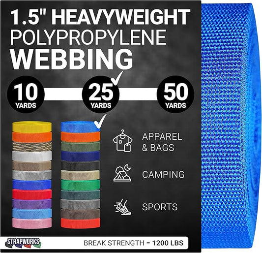 Strapworks Heavyweight Polypropylene Webbing - Heavy Duty Poly Strapping for Outdoor DIY Gear Repair, 1.5 Inches