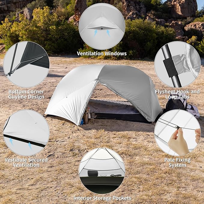 Naturehike Mongar Pro 1/2/3 Person Backpacking Tent,Waterproof Nylon Easy Setup Lightweight Camping Tent