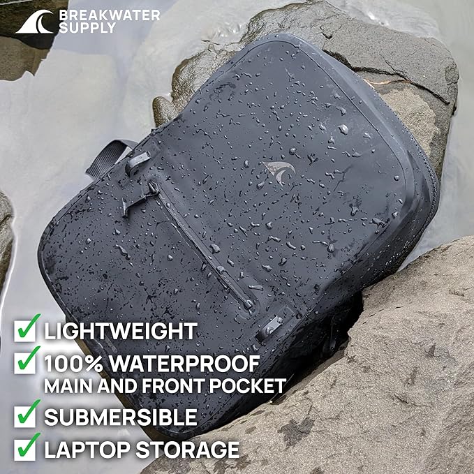 Breakwater Supply™ Fogland Waterproof IP68 Submersible Backpack with Airtight Zippers | Laptop Travel Outdoors | 25L 20L 15L | 100% Waterproof, Submersible, Airtight Zippers, Travel Outdoors