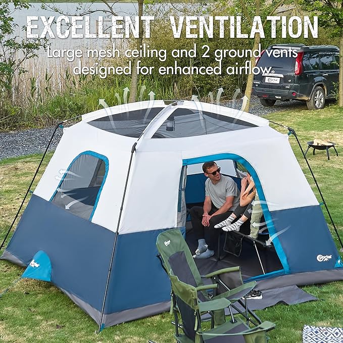 PORTAL 6 | 8 | 10 Person Family Camping Tent with Porch, Big Family Camping Tent with Tall Height, Good Ventilation, Water Resitant Large Tent for Outdoor Camping, Backyard