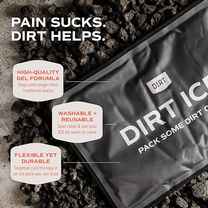 Dirt Ice - Gel Ice Pack - Large 2 Pack - 14.5"x10.5" - Ice Packs for Injuries Reusable – Reduce Swelling & Bruising - Pain Relief - Shoulder, Neck, Back, Elbow, Foot & Knee Ice Pack Wrap - Cold Pack