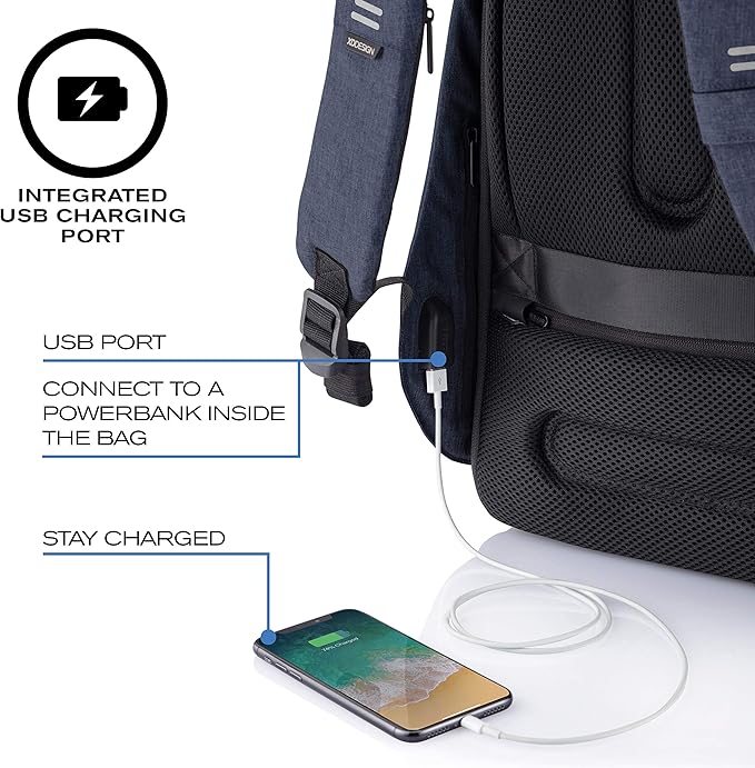 XDDesign Bobby Hero 20 Liter Anti Theft Laptop Backpack with Padded 17" Laptop Sleeve, Recycled Material, Waterproof, USB Charging Port, travel backpack carry on flight approved for men and women