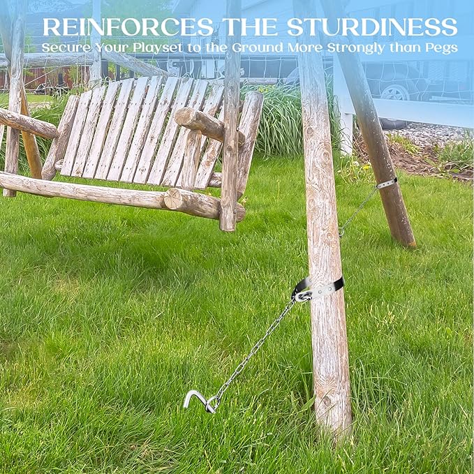 Hotop 6 Sets Ground Anchor Kit Recreation Swing Set Anchors Trampoline Stakes Tie Down Accessories for Outdoor Supplies