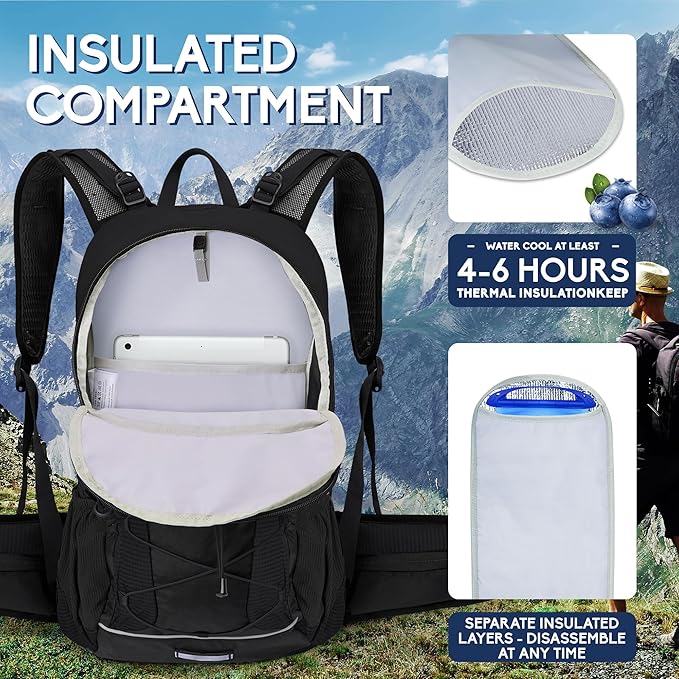 N NEVO RHINO Hydration Backpack with Water Bladder 3L, Hiking Backpack with Rain Cover, Insulation Water Daypack for Cycling Biking