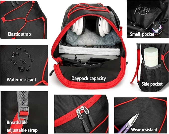 16L Lightweight Foldable Hiking-Backpack Small Packable-Daypack For Travel,Ultralight Water-Resistant Gym Bag Men Women Easy Carry-on (Dark Blue)