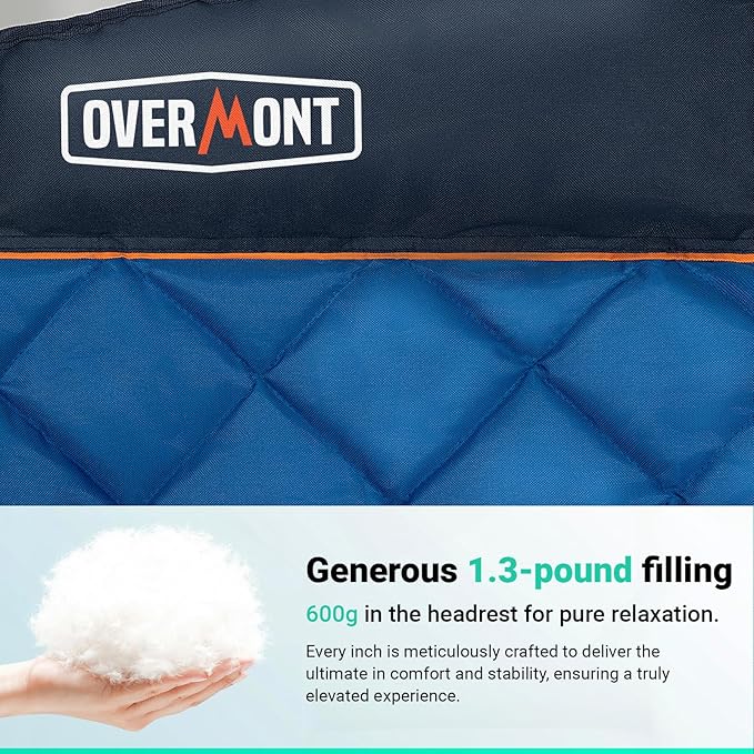 Overmont Oversized Double Camping Chair - 2 Person Comfort Couch Chair Loveseat for Adults - Heavy Duty Lawn Chairs with Cooling Bag&Wine Racks - Support 850LBS Blue