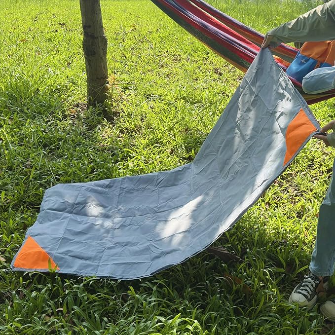 Small Picnic Mat 4FT Foldable Tent Rug Tents Blankets Pocket Beach Blanket Lightweight Camping Tarp Washable Rug Quick Dry Beach Mats Hiking Outdoor Essentials(Gray/Orange 55"*59" /4.59ft×4.92ft)