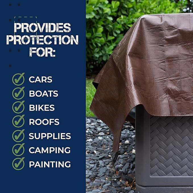 GREEN LIFESTYLE Heavy Duty Tarp Waterproof – Covers Supplies & Equipment (10x12)