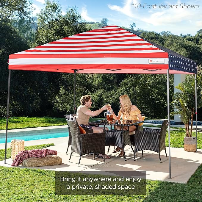 Best Choice Products 8x8ft Pop Up Canopy Tent, Outdoor Shade, 1 Person 1 Minute Set Up, Carry Case, 4 Weight Bags - American Flag