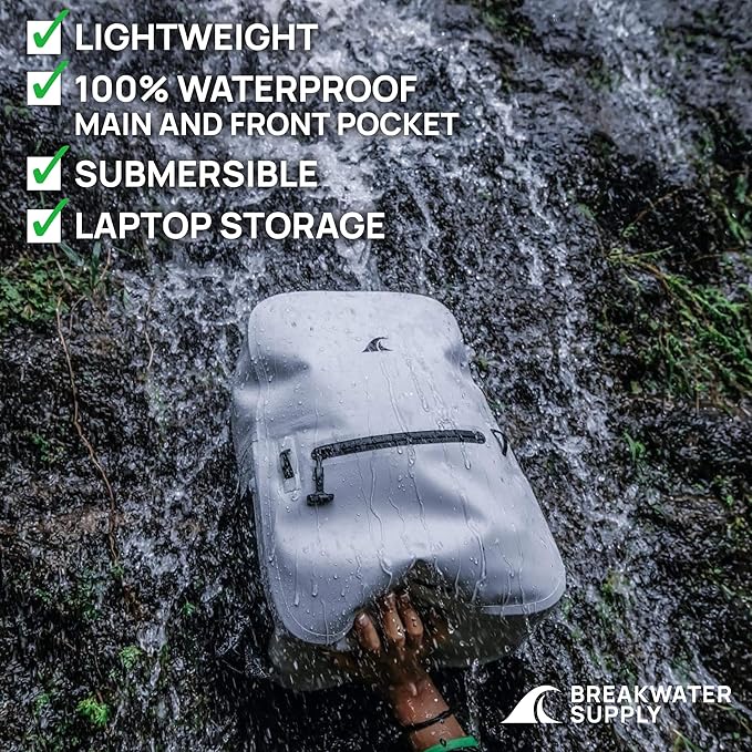 Breakwater Supply™ Fogland Waterproof IP68 Submersible Backpack with Airtight Zippers | Laptop Travel Outdoors | 25L 20L 15L | 100% Waterproof, Submersible, Airtight Zippers, Travel Outdoors