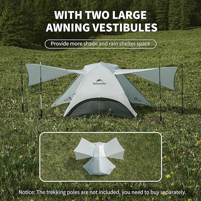 Naturehike Star River UL 2 Person Backpacking Tent, Double Layer Waterproof Two Person Tents, Lightweight Backpacking Cycling 2 Person Tent