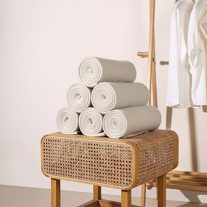 CAI TENG Fleece Throw Blankets 6 Pack Bulk Lightweight Warm Soft 50 x 60 in Kids Blanket Picnic Cozy Fleece Fabric Microfiber Small Blanket for Bed Sofa Office Travel Beige