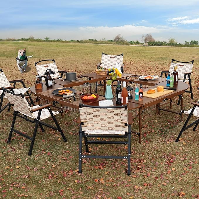Camping Kitchen Table, Large Outdoor Camping Kitchen Station with Burner Single Portable Folding Cooking Tables Storage Organizer for Picnic BBQ Beach (L Shape Camping Kitchen with Burner)
