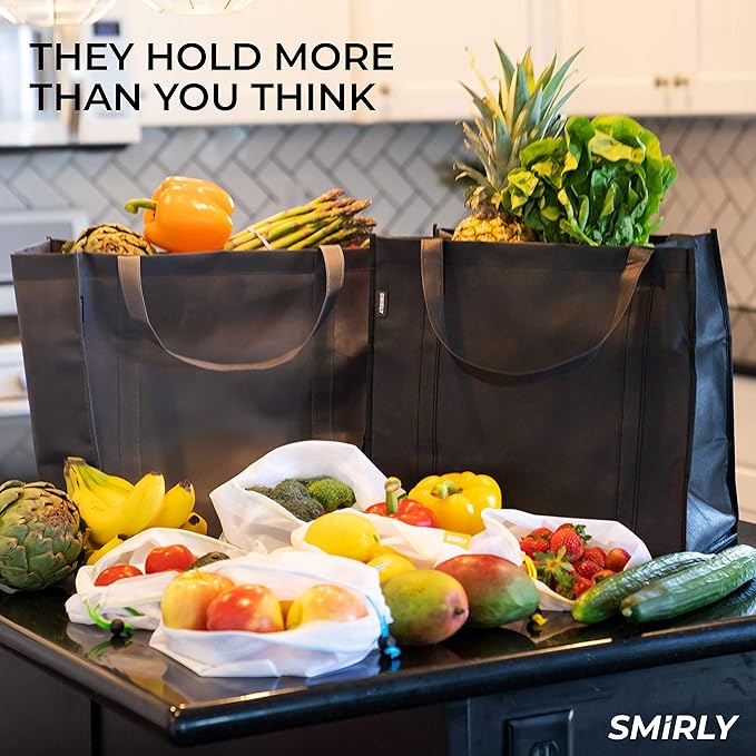 SMIRLY Large Insulated Cooler Bag, Thermal Insulated Grocery Bags, Collapsible Cooler Tote for Travel,Beach or Picnic