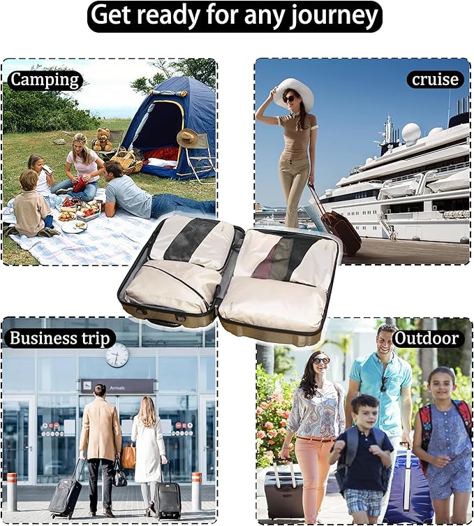 6 Set Compression Packing Cubes For Travel- Effortless Organization&Space Saving Cube For Quick Packing And Unpacking,Travel Must Have Suitcase Essentials For Business Trip,Cruise,Camping,Vacation