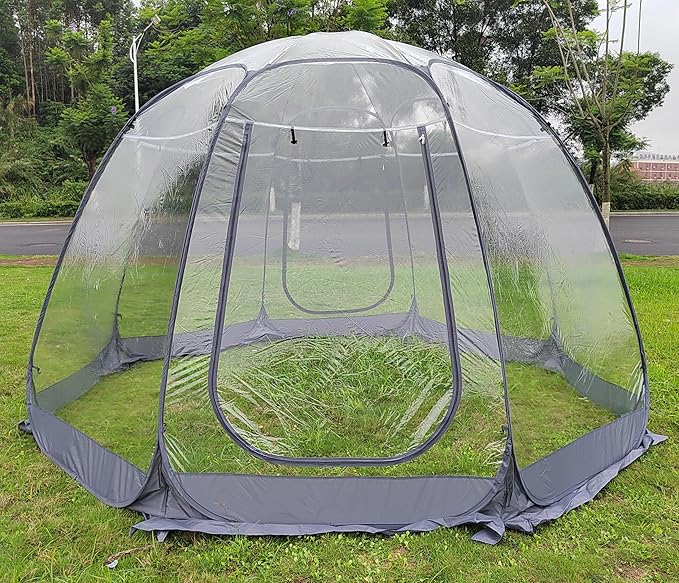 Screen Houses Pop-up Outdoor Camping Tent, 540 Degree Fully Transparent Non Dead Corner Gazebo