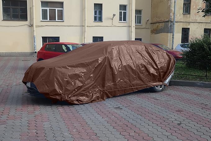 Multi-Purpose Large Tarp Waterproof Cover | Brown, 20' x 20' 5 Mil Thick | Rip Proof Tarps | Thick Weave Material, UV Resistant Great for Tarpaulin Canopy Tent, Boat, RV or Pool Cover
