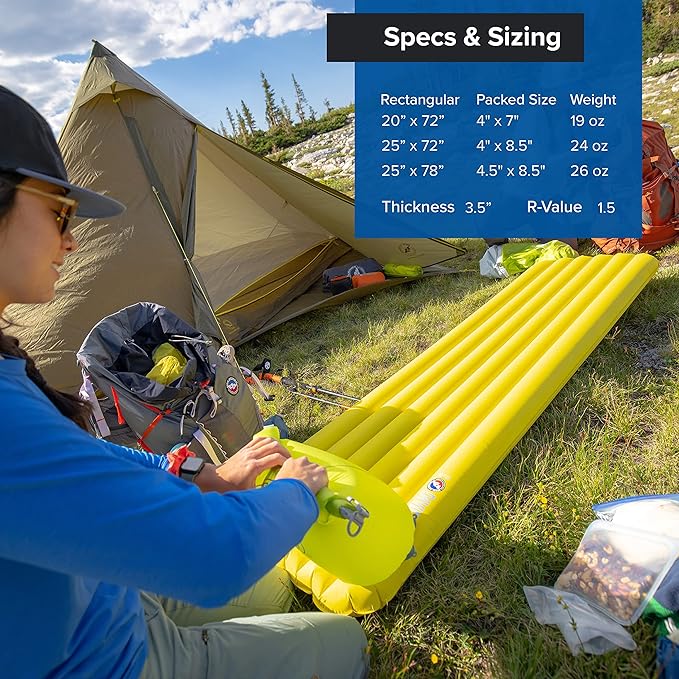 Big Agnes Divide - Lightweight, Compact, Air Chamber Sleeping Pad, Wide Regular, Warm Olive