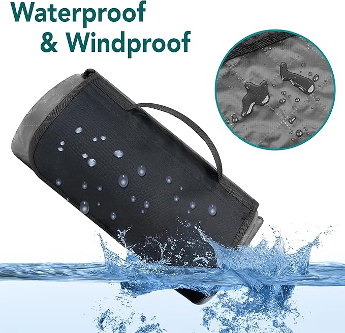 SUN CUBE Large Waterproof Camping Blanket, Fleece Quilted Stadium Blanket for Cold Weather, Windproof Foldable Outdoor Blanket Mat for Picnic, Beach, Pets, Car, 60x80in