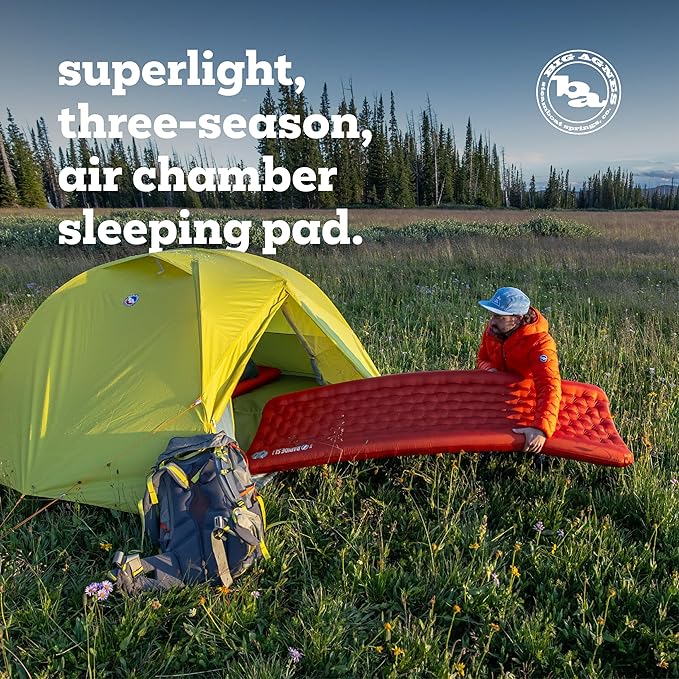 Big Agnes Rapide SL - Insulated Sleeping Pad, Ultralight, All Season Compact Backpacking and Hiking, Pumphouse Sack Included, Orange, 20x72 Regular