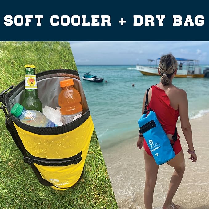 Enthusiast Gear Floating Cooler Bag Roll Top Insulated Dry Backpack – Leak Proof, Collapsible, Waterproof Cooler with Padded Shoulder Strap - Perfect for Kayaking Fishing Beach Hiking -15L