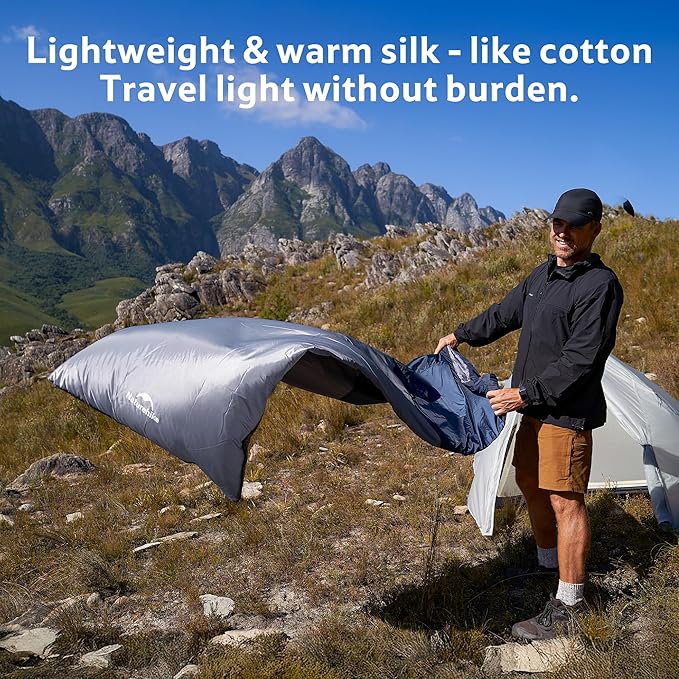 Naturehike Lightweight Compact Sleeping Bag, 59℉/32℉ Envelope Ultralight Backpacking Sleeping Bag Portable, Waterproof with Compression Sack for Cold&Warm, Camping, Traveling, Hiking