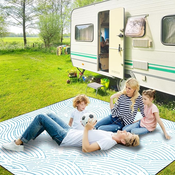 Beach Blanket, Sandproof Beach Mat, Waterproof Quick Drying Lightweight Outdoor Aztec Picnic Mat 79" X 83"/120"x108" for 2-8 Adults for Travel, Camping, Hiking