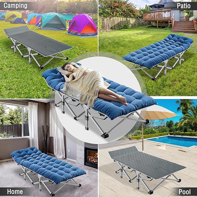 ABORON Camping Cot for Adults, Folding Sleeping Cot with Mattress, 500 lb Capacity Heavy Duty Outdoor Folding Sleeping Bed, Portable Cot Bed for Camping, Indoor Guest Use, Home & Travel