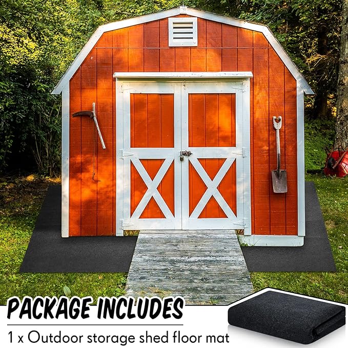 Haull Shed Floor Mat 9.8 x 12 ft Outdoor Waterproof Nonslip Durable Storage Sheds Protector Rug for Carport Patio Garage Garden Spring Summer Outdoor, Storage Shed Not Included
