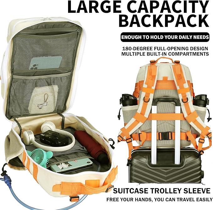 Military Tactical Backpack 45L/25L 3 Day Assault Pack Molle Daypack Hiking Backpack for Men and Women (Beige-Yellow, 45L)