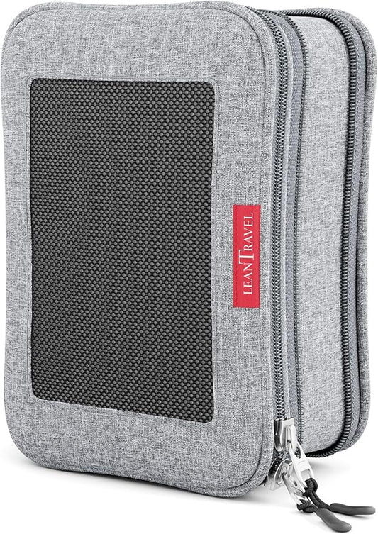 LeanTravel Premium Compression Packing Cubes for Travel - Luggage Organizers with Double Zipper - Sturdy Bags for Suitcase (1 Small Bag, Grey)