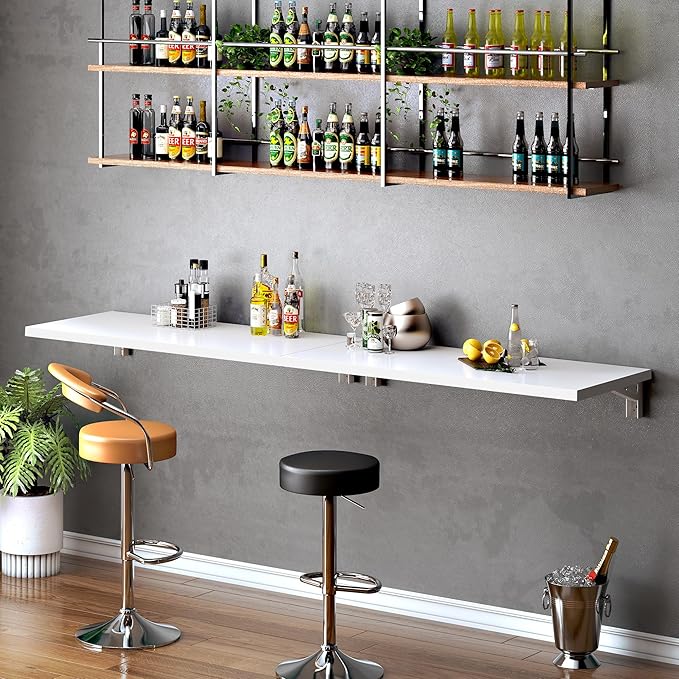 Need Fold Wall Mounted Table Folding Workbench Length 47.2" Width 20" Perfect Addition to Garage & Shed/Home Office/Laundry Room/Home Bar/Kitchen & Dining Room White AC15-12050WW-ND