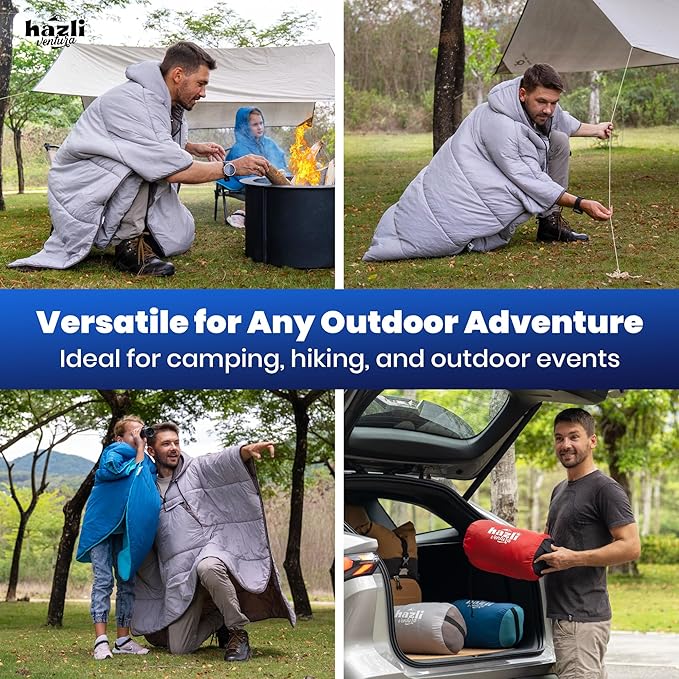 hazli Warm Camping Blanket - Stadium Blanket, Wearable Sleeping Bag Adult, Stadium Sack, Stadium Blankets for Cold Weather, Outdoor Sports Mom Essentials, Stadium Sak, Outdoor Blanket for Sports