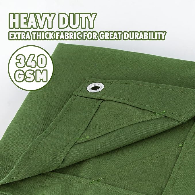 CARTMAN Finished Size 12x20 Feet Canvas Tarp with Rustproof Grommets, Heavy Duty Multipurpose Tarpaulin Cover for Canopy Tent, Roof, Camping, Woodpile