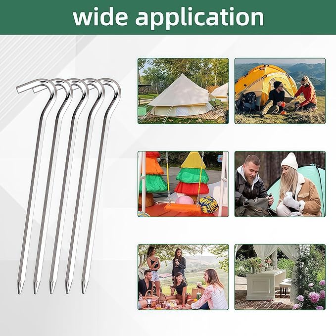 15pcs Tent Stakes, 7 Inch Aluminum Alloy Tent Pegs Tarp Camping Stakes Garden Edging Fence Hooks, Landscape Pins for Outdoor Camping, Gardening, Hiking
