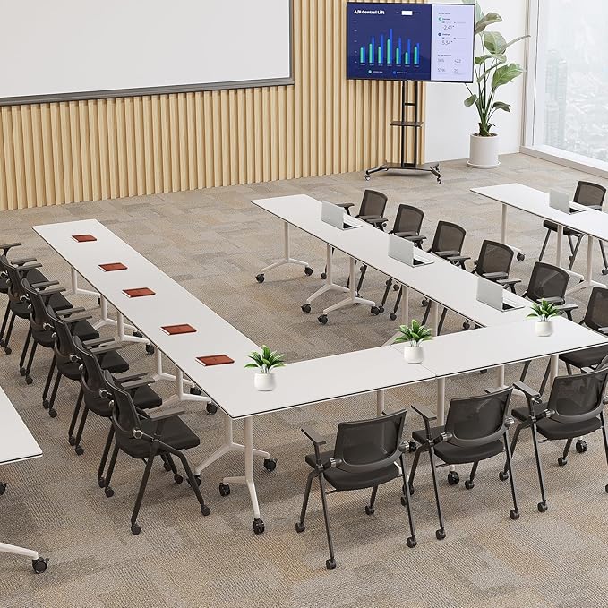 70.8 Inch Commercial Grade Portable Conference Desk, One-Click Folding Mechanism