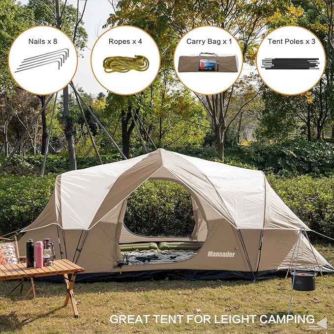 6 Person Family Camping Tent,Waterproof Windproof with Top Rainfly,Easy Set Up,Pop Up Tent for Outdoor Camping Hiking Trave