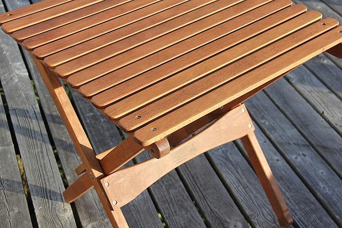 BYER OF MAINE Pangean Folding Wooden Side Table – 22" L x 20" W x 20" H, Folding Ash Wood Table for Patio, Porch, Balcony, Camping & Garden Use