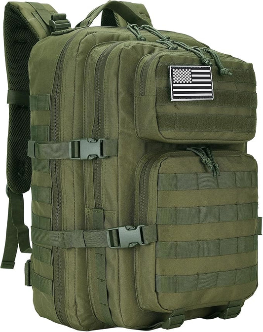 45L Military Tactical Backpacks 3 Days Assault Pack Bag Fitness Rucksack 3 Day Bug Out Bag Hiking Treeking Molle Daypack (ArmyGreen)