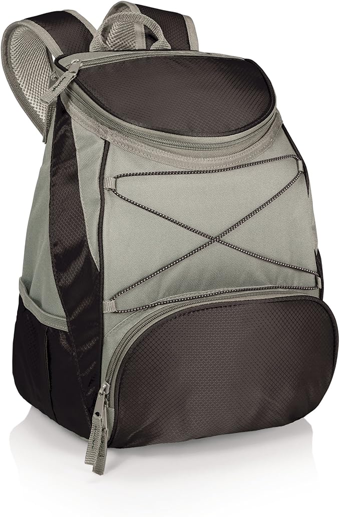 PICNIC TIME PTX Backpack Cooler, Modern Backpack Cooler with 20-Can Capacity, Fully Insulated Outdoor Lunch Bag with Water Resistant Interior, Pockets, Padded Straps, (Black with Gray Accents)