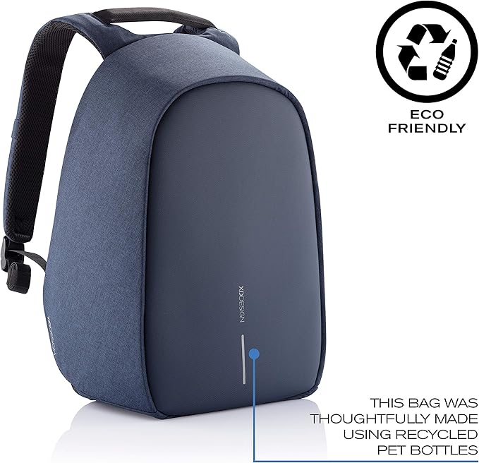 XDDesign Bobby Hero 20 Liter Anti Theft Laptop Backpack with Padded 17" Laptop Sleeve, Recycled Material, Waterproof, USB Charging Port, travel backpack carry on flight approved for men and women