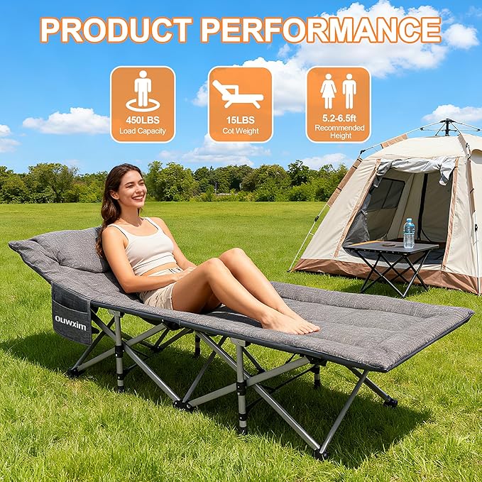 Camping cots for Adults,Cots for Sleeping,Cushion and Pillow, Camping Tent cot,High Weight Capacity, Compact Storage,with Carry Bag,Ideal for Outdoor Camping, Office use,Napping, Beach Trips