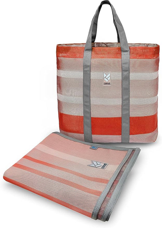 CGEAR RV Comfort Mat – Patented Sand-Free Technology with Ultra Soft Material – Sized to Your RV, Campsite, Beach House – Great Outdoor Patio Rug for RV and Camping (Earthy Dynamic Stripe, 8' X 11')